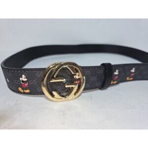 Gucci Disney Mickey Mouse Black Leather Belt Made In Italy